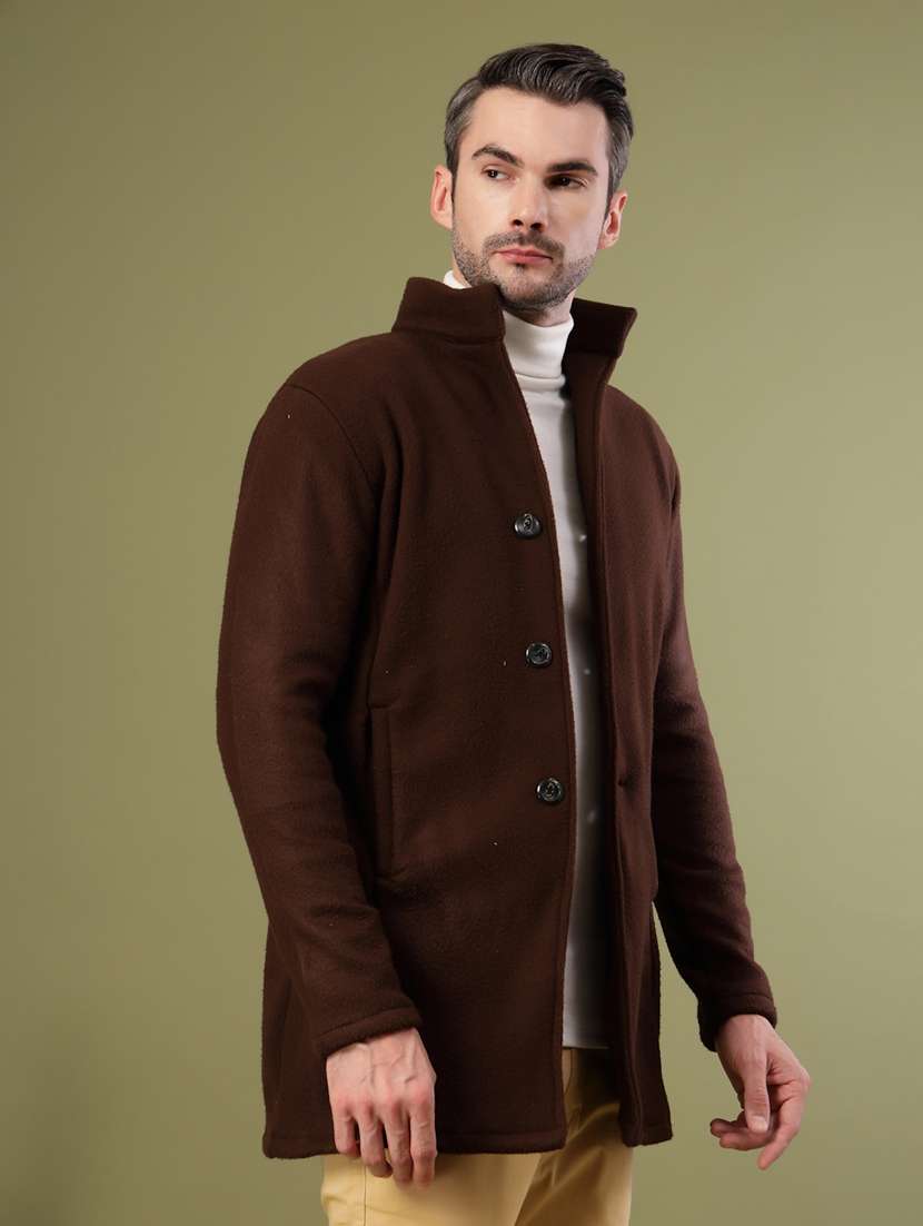 men solid lapel collar overcoat - 22228234 -  Standard Image - 1