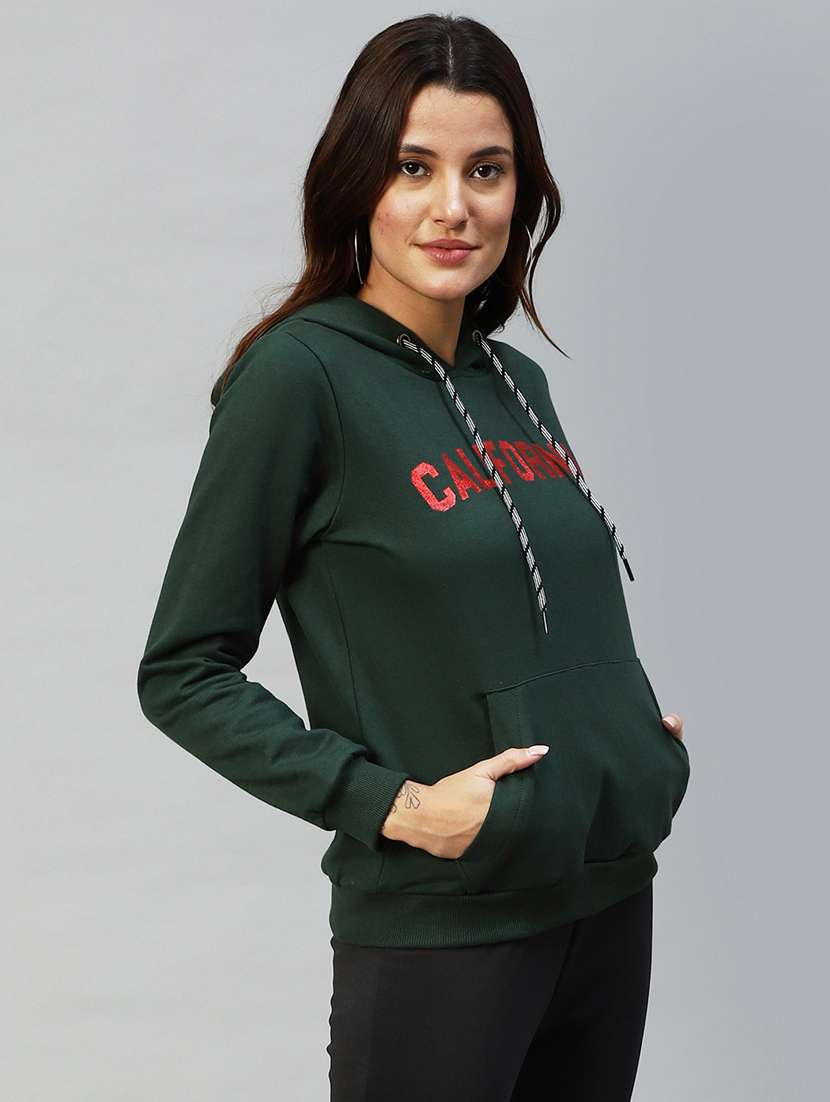 women prinred long sleeve hooded sweatshirt - 22228256 -  Standard Image - 1