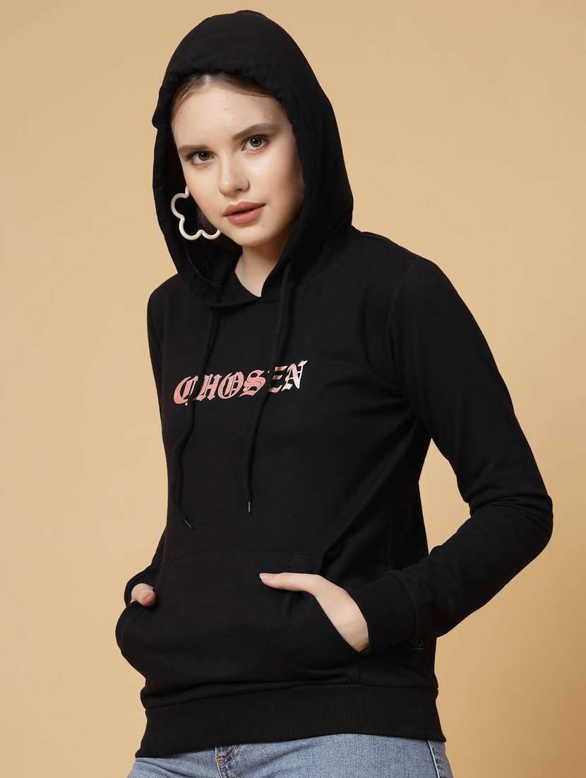women printed long sleeve hooded sweatshirt - 22228260 -  Standard Image - 1