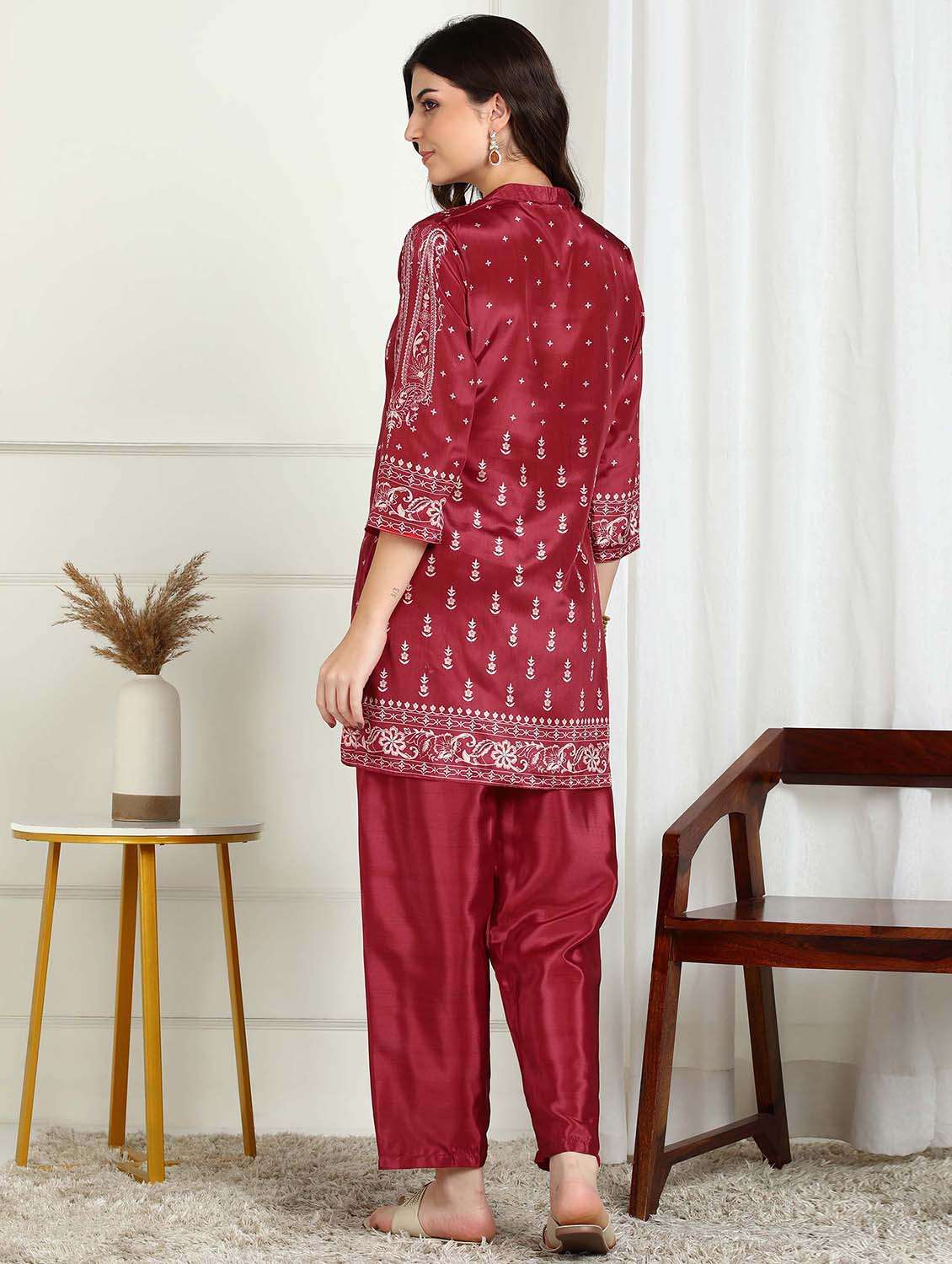 women paisley three quarter sleeve ethnic co-ord set - 22228265 -  Standard Image - 4