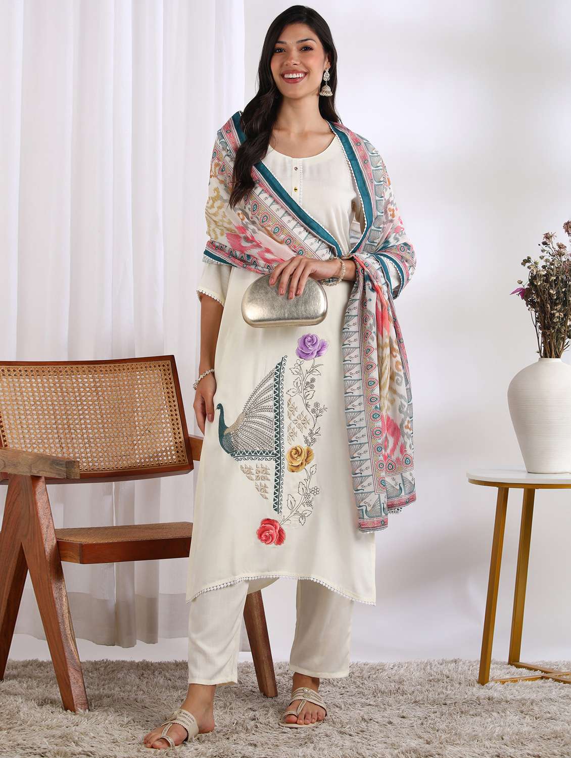 women printed kurta pant with dupatta set - 22228275 -  Standard Image - 1