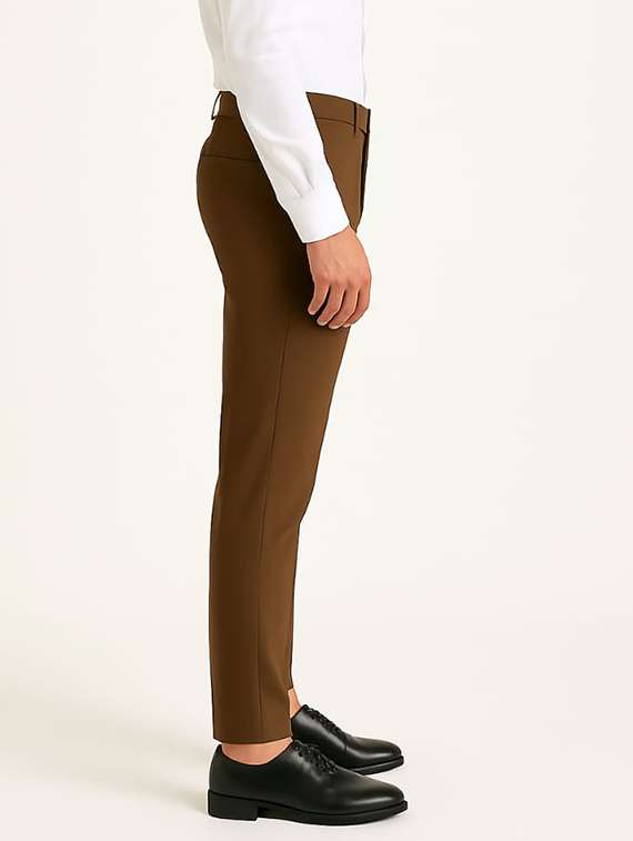 men solid mid rise flat front formal trouser - 22228284 -  Standard Image - 1