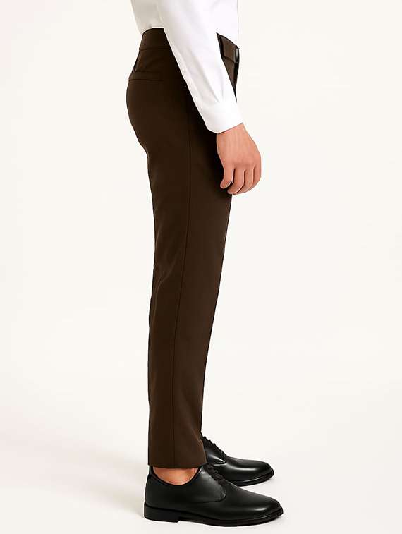 men solid mid rise flat front formal trouser - 22228285 -  Standard Image - 1