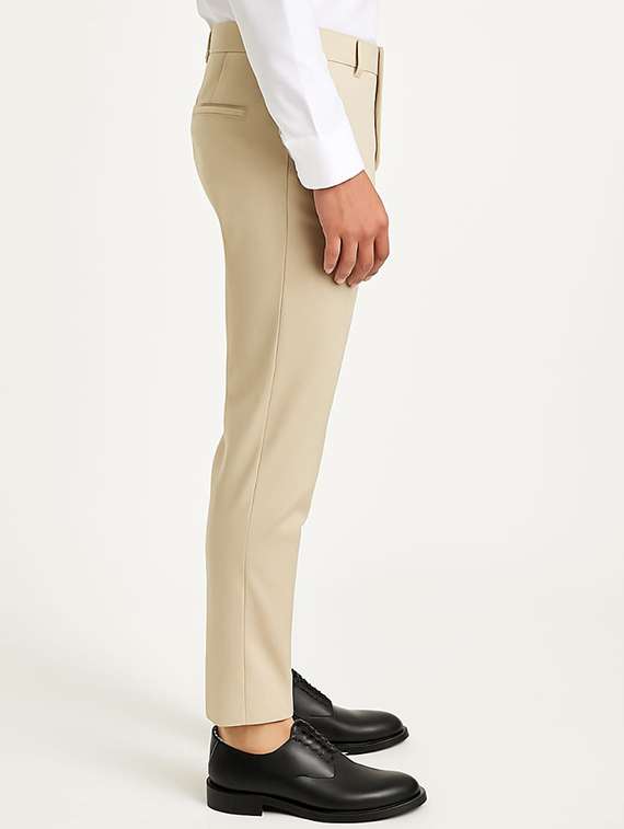 men solid mid rise flat front formal trouser - 22228286 -  Standard Image - 1