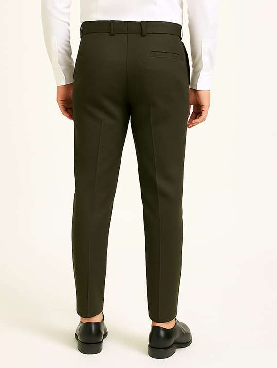 men solid mid rise flat front formal trouser - 22228291 -  Standard Image - 1