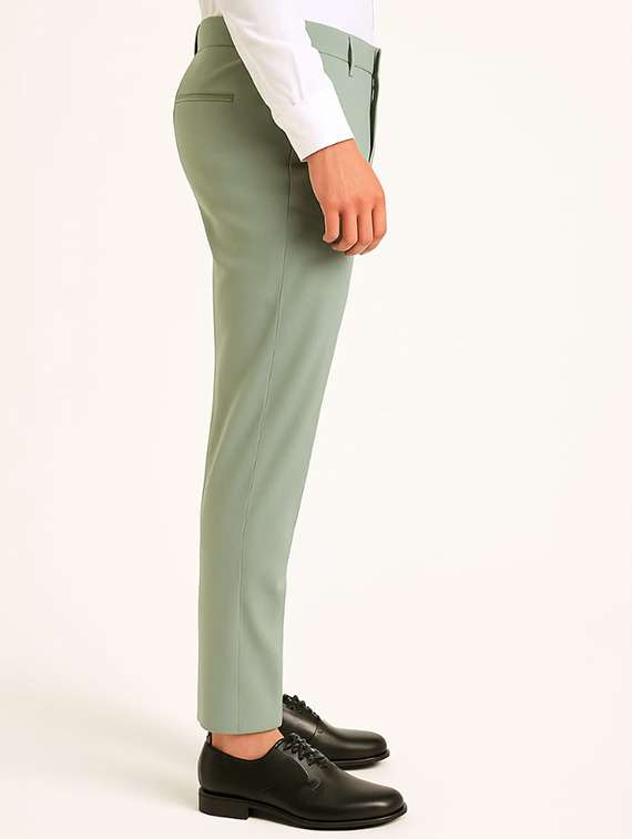 men solid mid rise flat front formal trouser - 22228292 -  Standard Image - 1