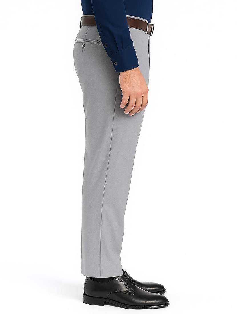men solid mid rise flat front formal trouser - 22228296 -  Standard Image - 1
