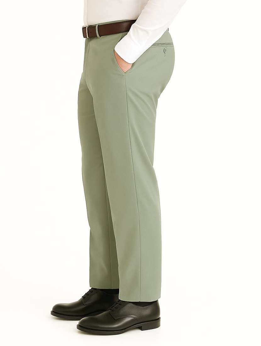 men solid mid rise flat front formal trouser - 22228299 -  Standard Image - 1