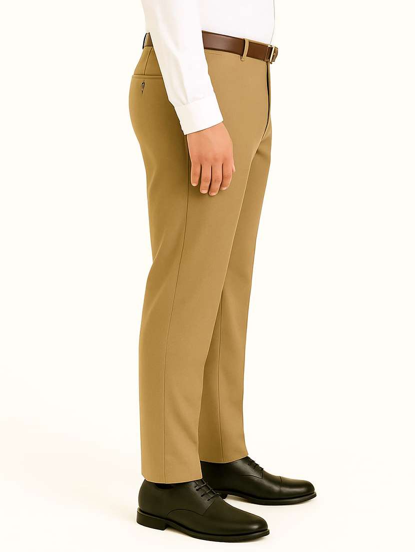 men solid mid rise flat front formal trouser - 22228300 -  Standard Image - 1