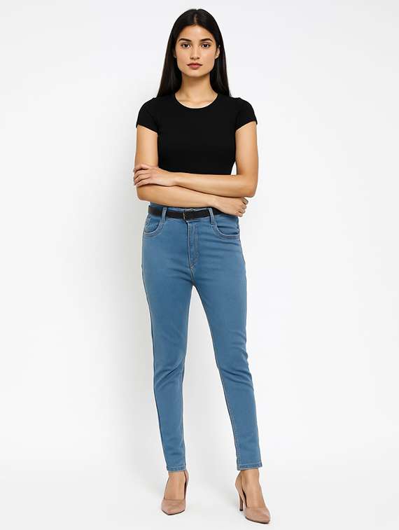 women solid high rise slim fit jean - 22228302 -  Standard Image - 1