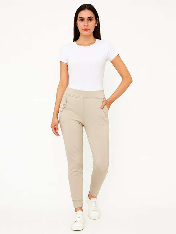 women beige solid mid rise jegging - 22228309 -  Standard Image - 1