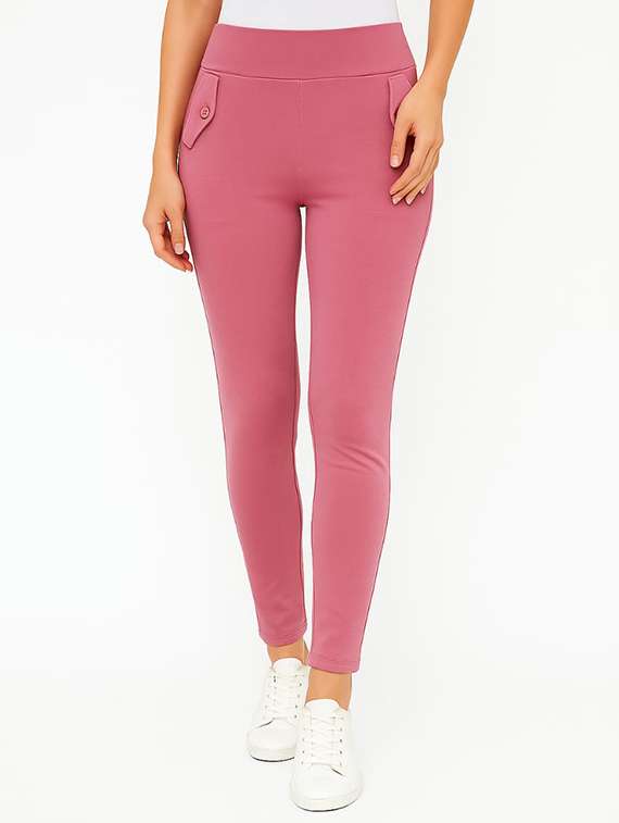 women solid mid rise jegging