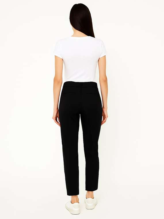 women solid high rise straight fit trouser - 22228316 -  Standard Image - 4