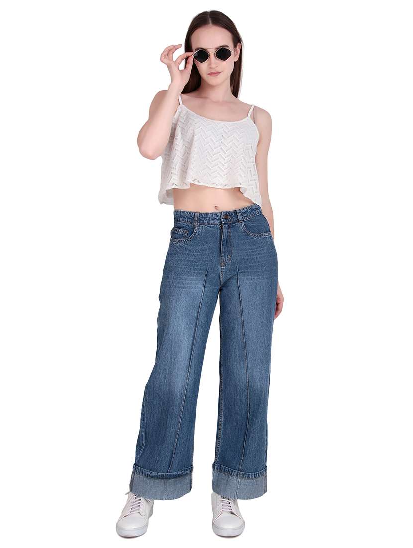 women washed mid rise wide leg jean - 22228347 -  Standard Image - 4