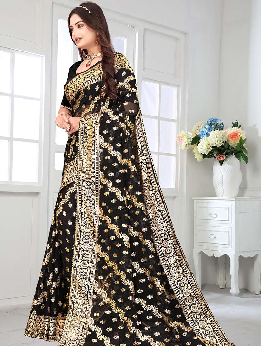 women foil printed saree with blouse - 22228369 -  Standard Image - 1