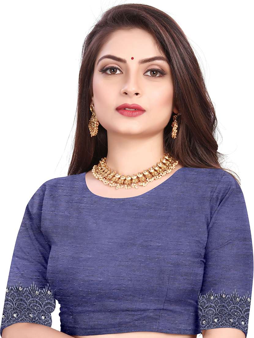 women checkered embellished saree with blouse - 22228373 -  Standard Image - 4