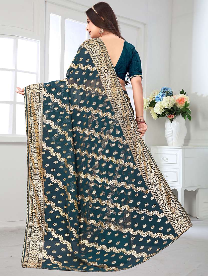 women foil printed saree with blouse - 22228376 -  Standard Image - 1