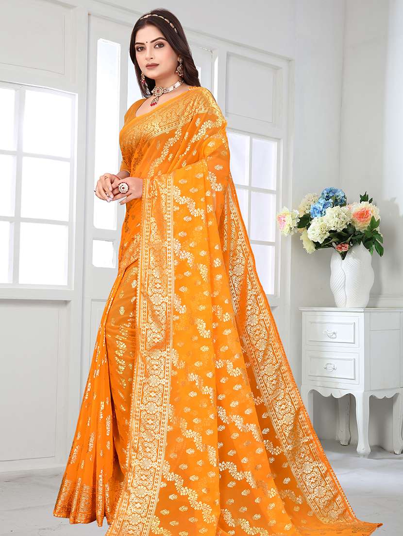 women foil printed saree with blouse - 22228377 -  Standard Image - 1