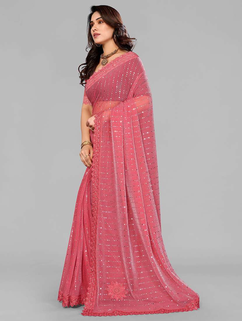 women solid with work embellished saree with blouse - 22228390 -  Standard Image - 1