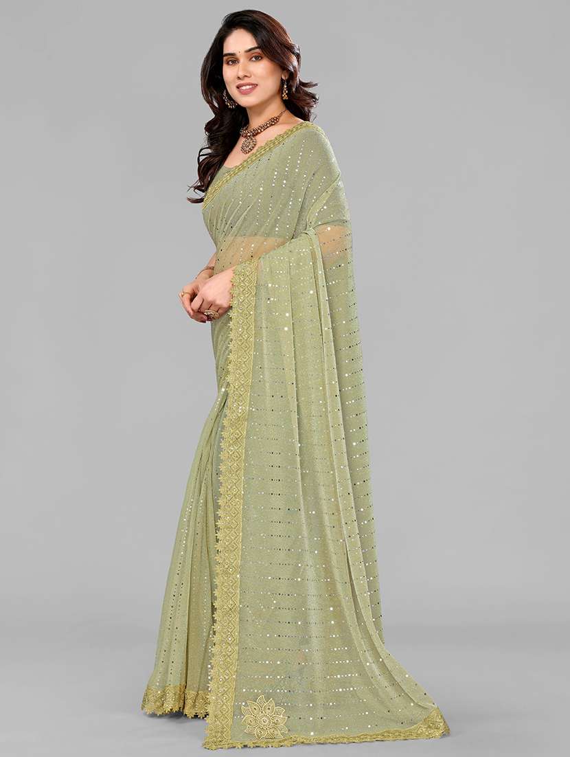 women solid with work embellished saree with blouse - 22228395 -  Standard Image - 1