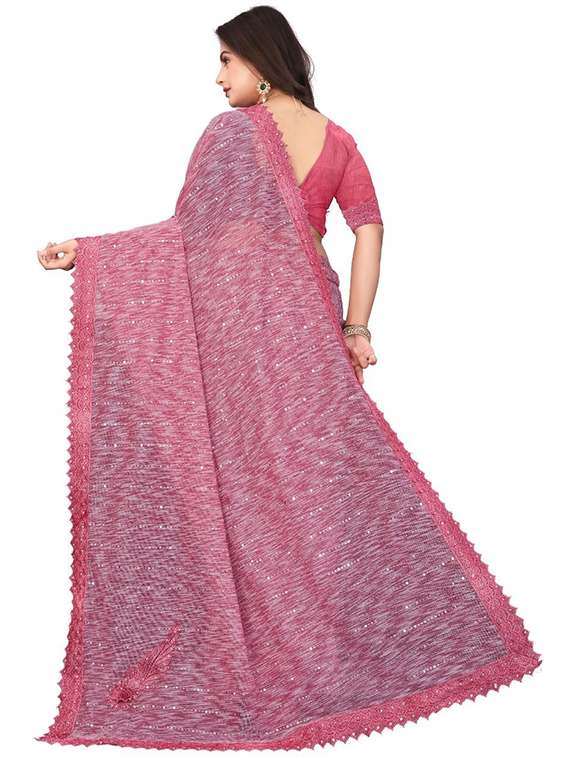 women solid with work embellished saree with blouse - 22228397 -  Standard Image - 1