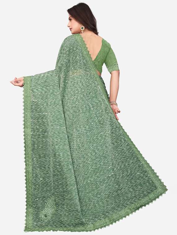 women solid with work embellished saree with blouse - 22228400 -  Standard Image - 1
