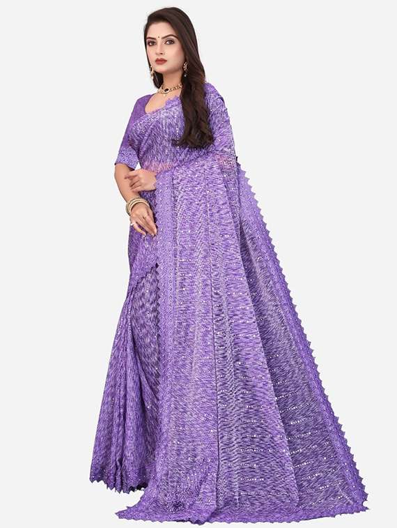 women solid with work embellished saree with blouse - 22228401 -  Standard Image - 1