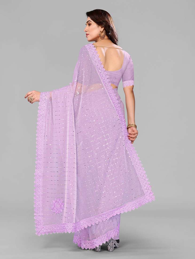 women solid with work embellished saree with blouse - 22228410 -  Standard Image - 1