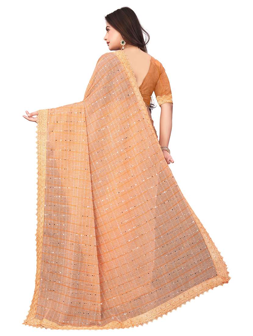 women checkered embellished saree with blouse - 22228411 -  Standard Image - 1