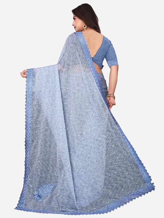 women solid with work embellished saree with blouse - 22228414 -  Standard Image - 1