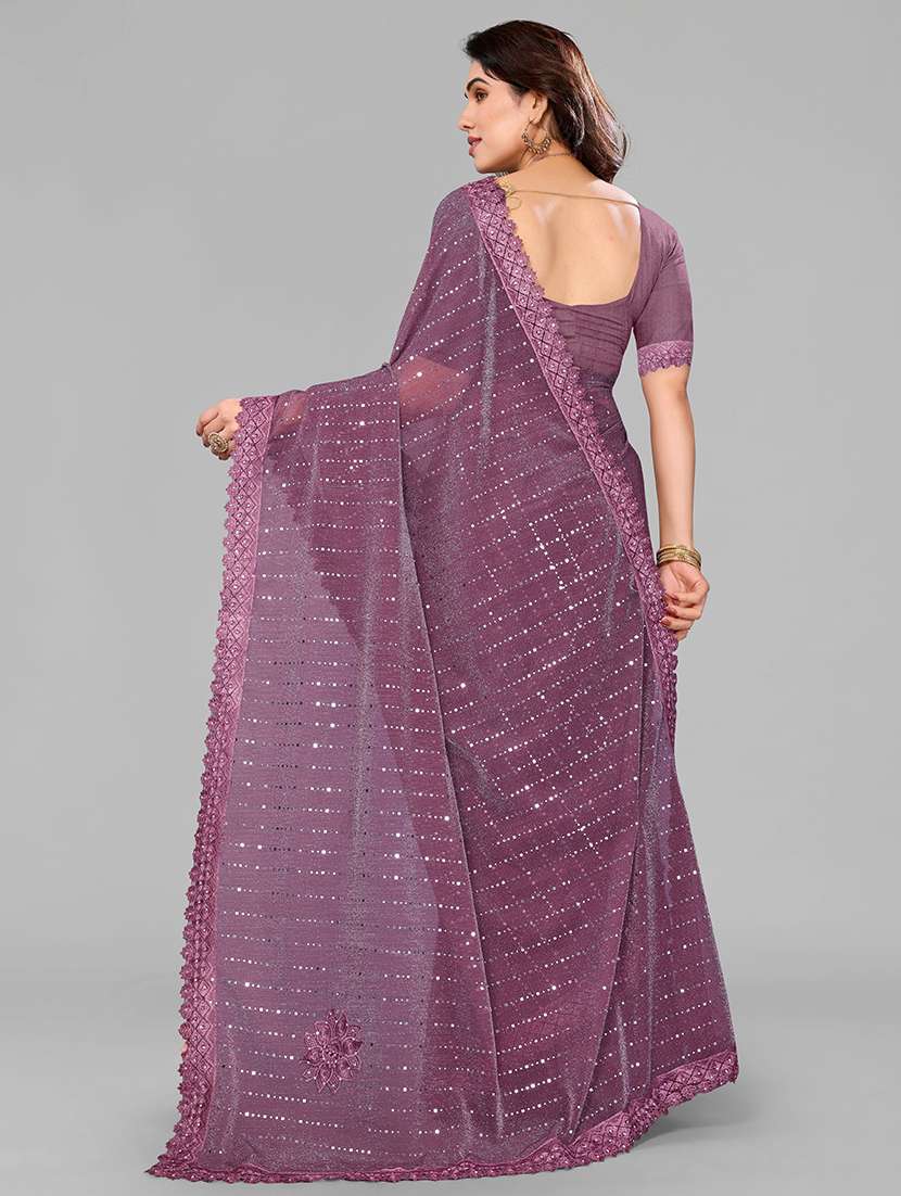 women solid with work embellished saree with blouse - 22228448 -  Standard Image - 1