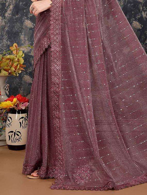 women solid with work embellished saree with blouse - 22228464 -  Standard Image - 4