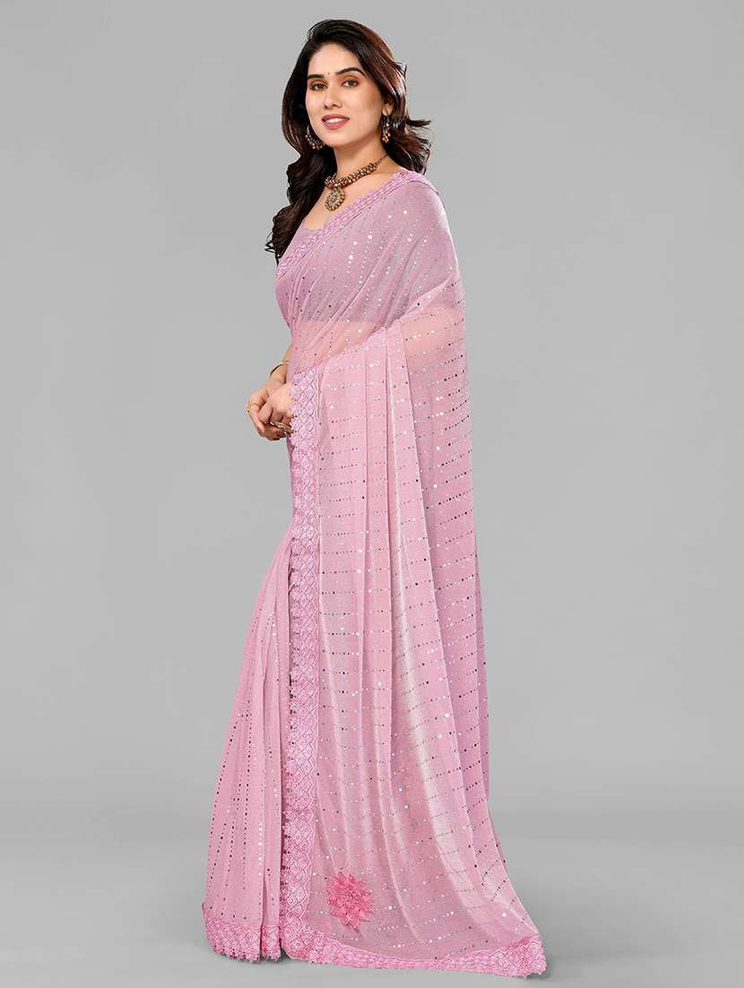 women solid with work embellished saree with blouse - 22228544 -  Standard Image - 1