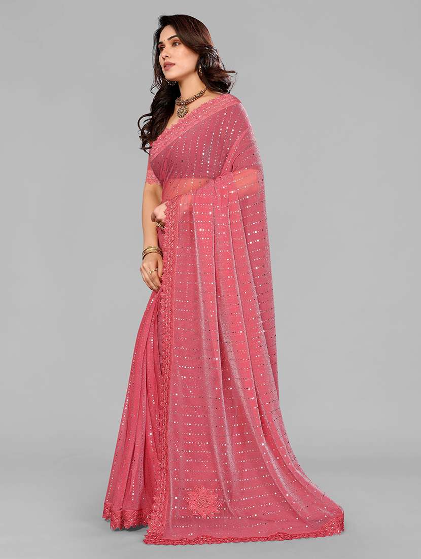women solid with work embellished saree with blouse - 22228545 -  Standard Image - 1