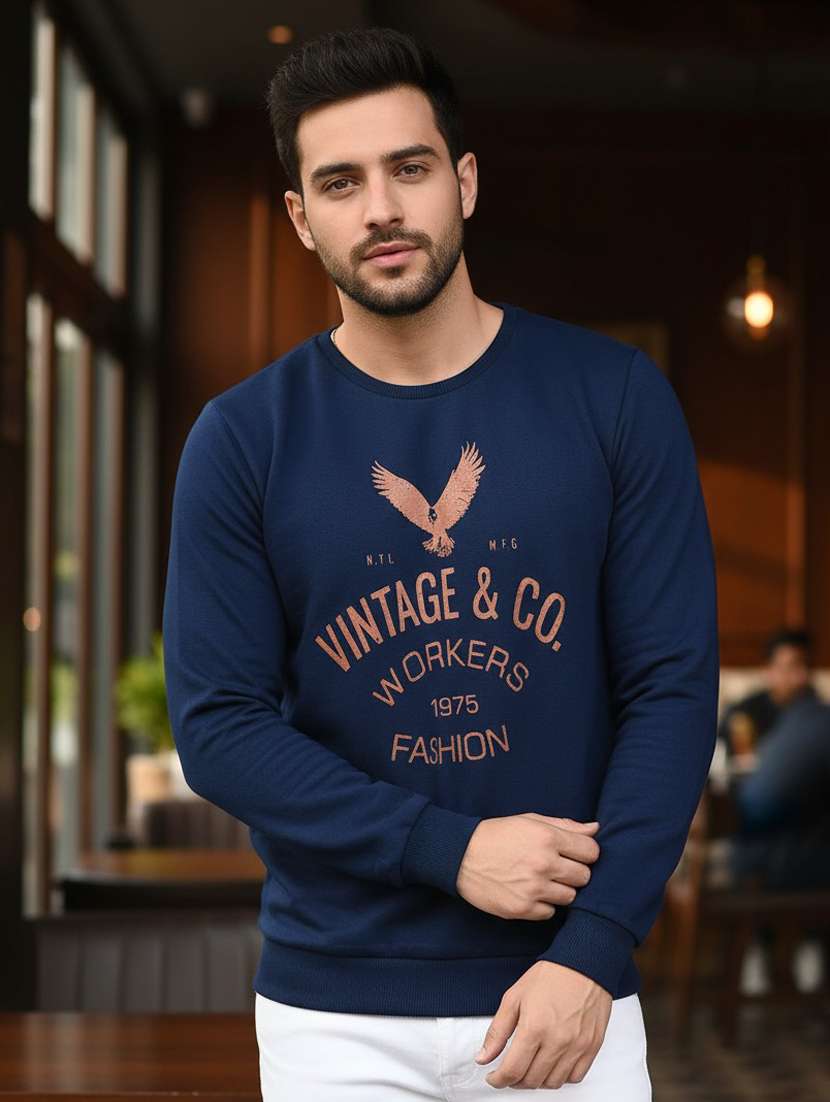 men front print long sleeve regular fit sweatshirt