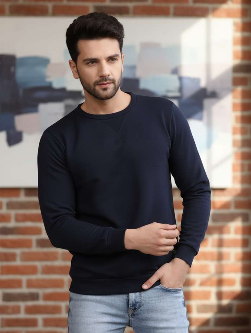men solid long sleeve slim fit sweatshirt - 22228612 -  Standard Image - 1