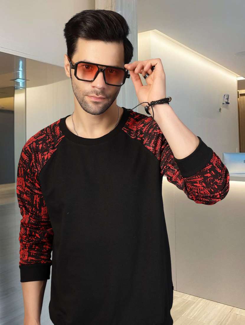 men color block long sleeve regular fit sweatshirt