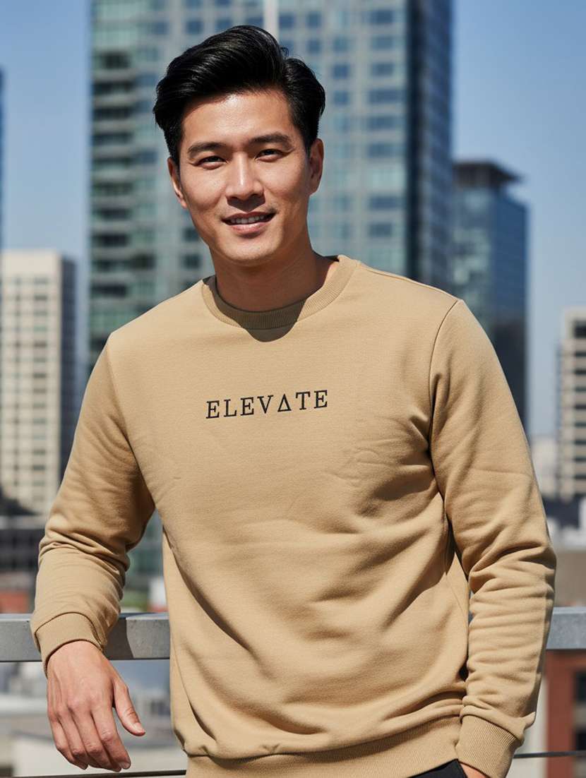 men chest print long sleeve regular fit sweatshirt