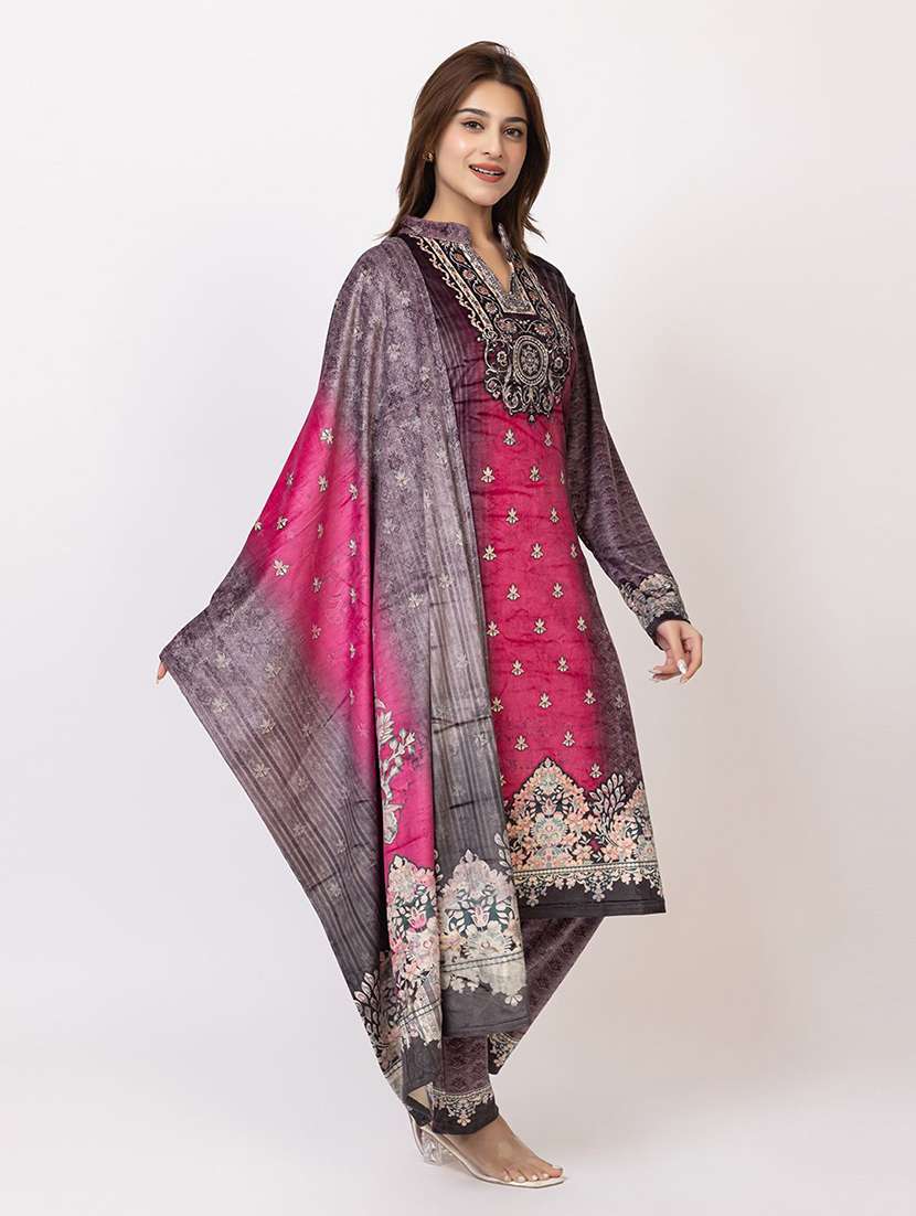 women printed long sleeve kurta pant with dupatta set - 22228682 -  Standard Image - 1
