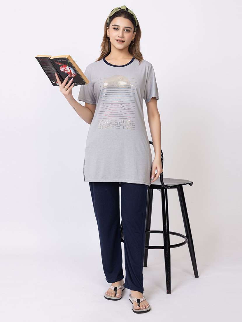 women printed nightwear pyjama set - 22228686 -  Standard Image - 1