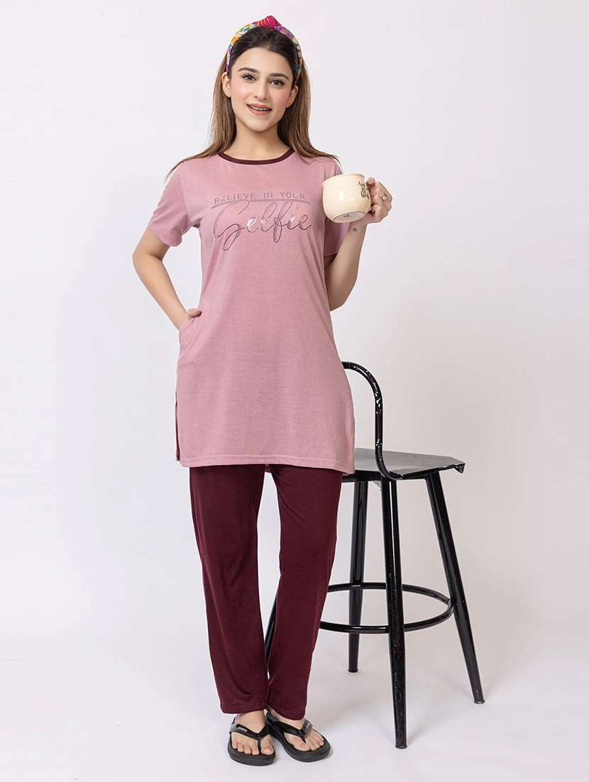 women printed nightwear pyjama set - 22228688 -  Standard Image - 1