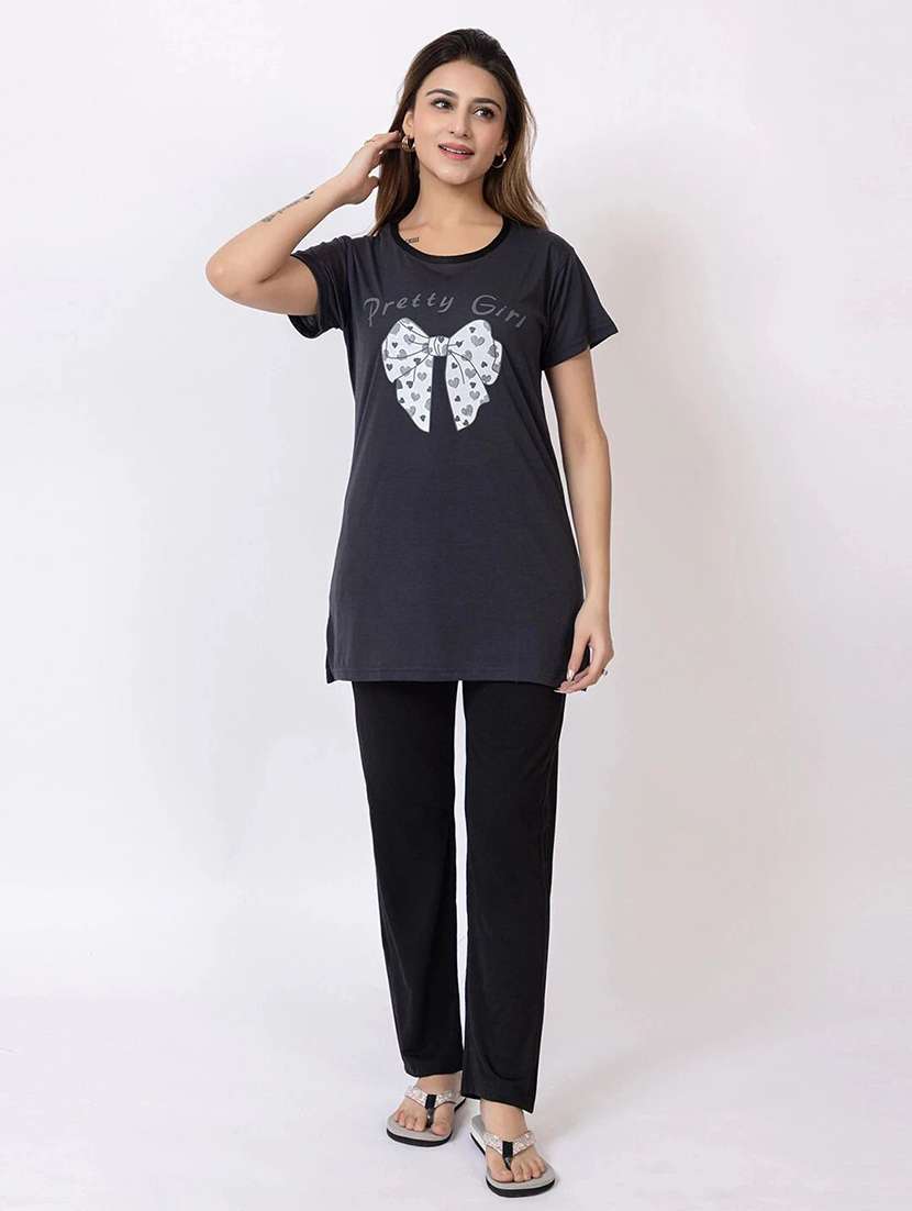 women printed nightwear pyjama set - 22228693 -  Standard Image - 1