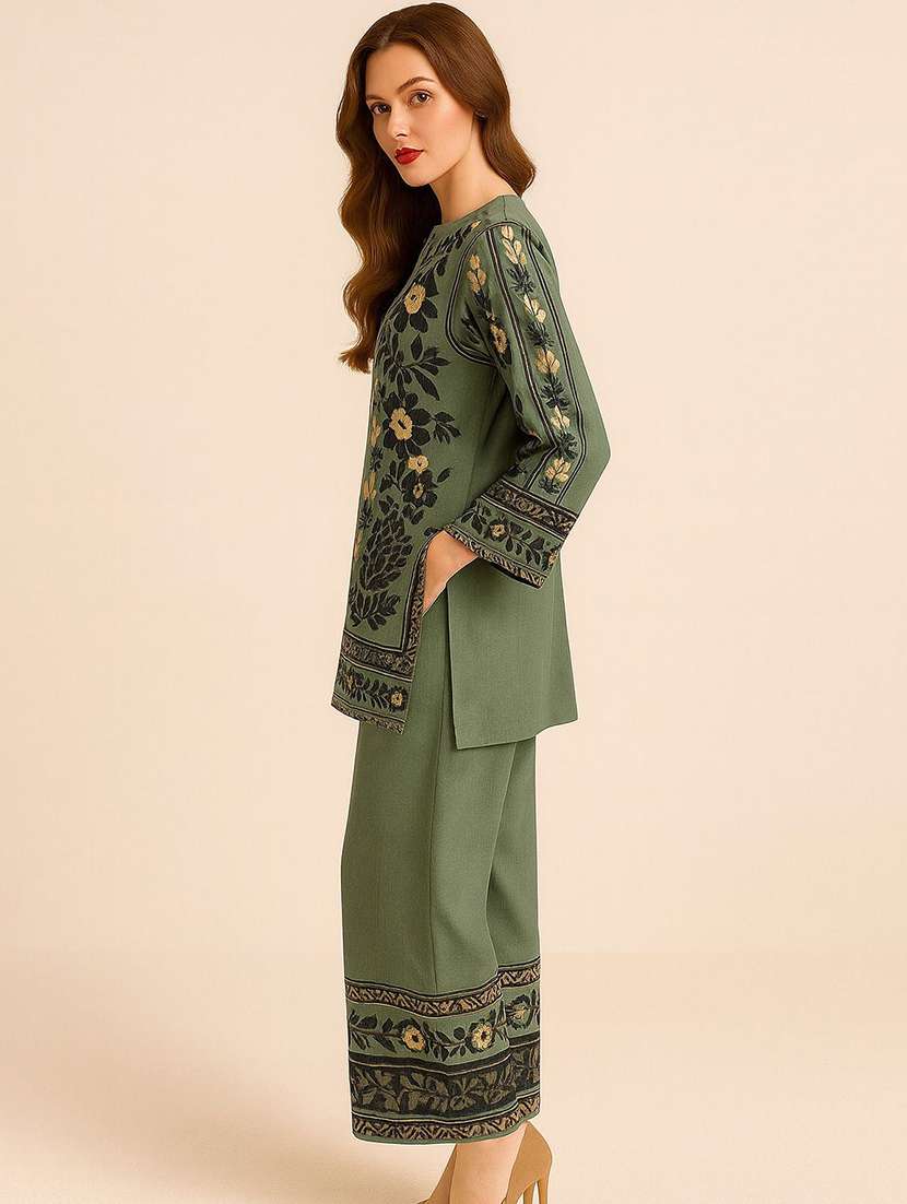 women self design long sleeve ethnic co-ord set - 22228696 -  Standard Image - 1