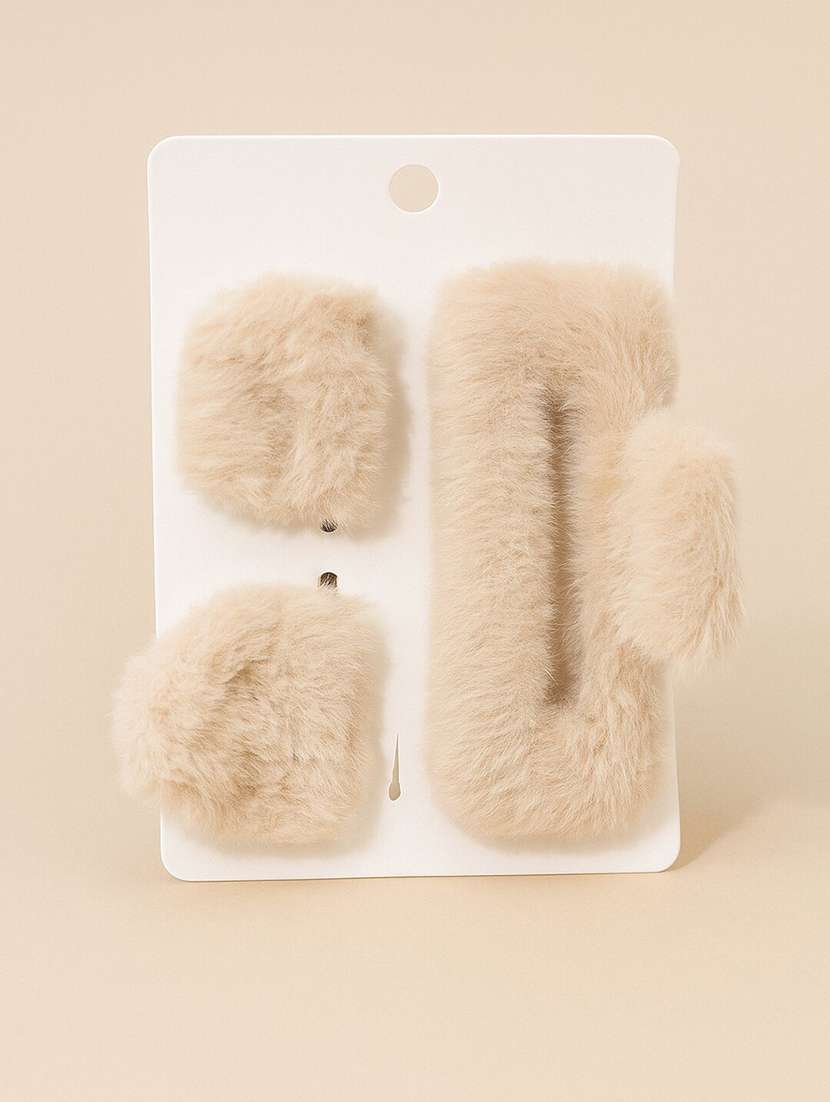 women faux fur hair pin and clutcher combo - 22228702 -  Standard Image - 1