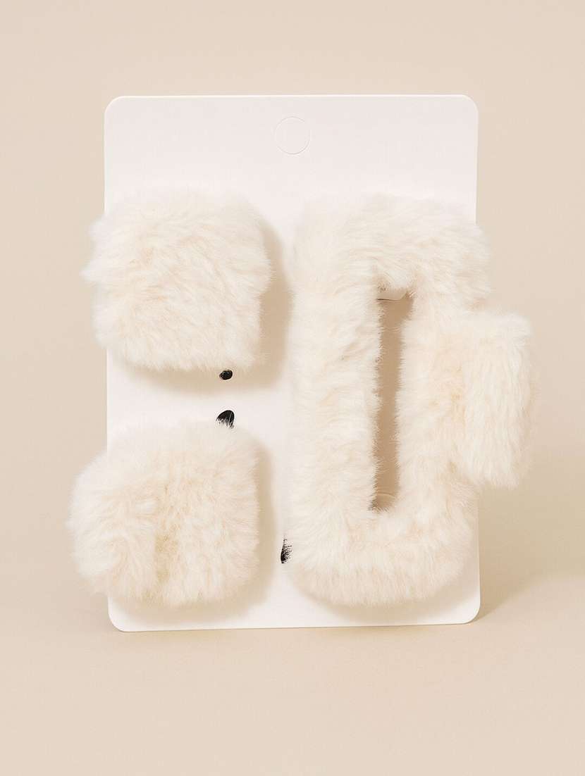 women faux fur hair pin and clutcher combo - 22228704 -  Standard Image - 1