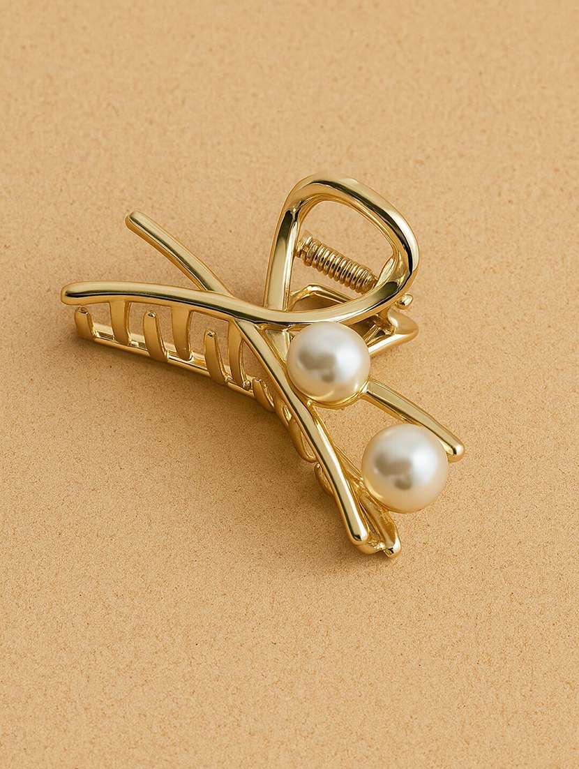 gold pearl hair claw clip for women - 22228727 -  Standard Image - 1