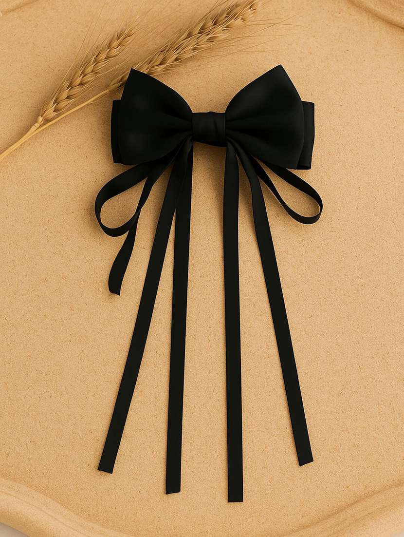 women satin long ribbon bow hair clip for women - 22228788 -  Standard Image - 1