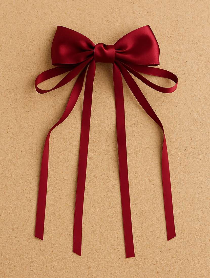 women satin long ribbon bow hair clip for women - 22228789 -  Standard Image - 1