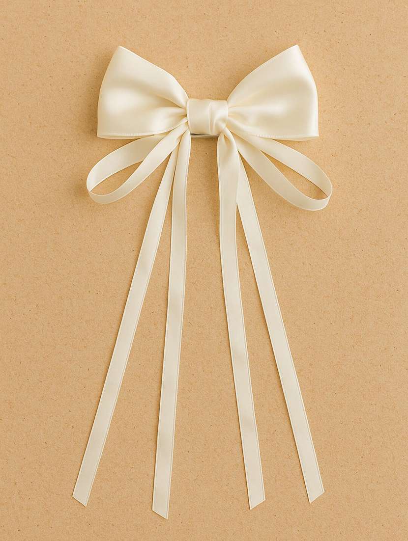 women satin long ribbon bow hair clip for women - 22228790 -  Standard Image - 1