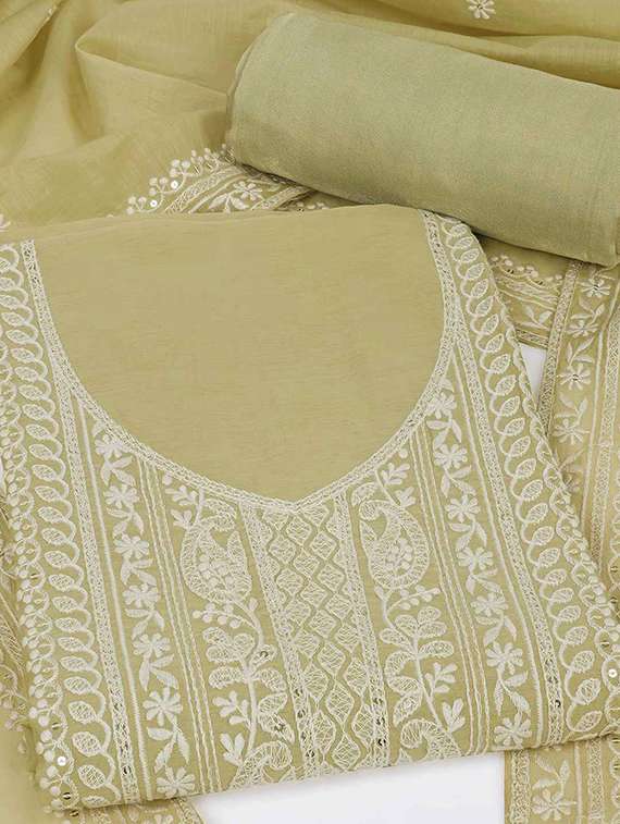 women solid with work embroidered unstitched suit set - 22228839 -  Standard Image - 1